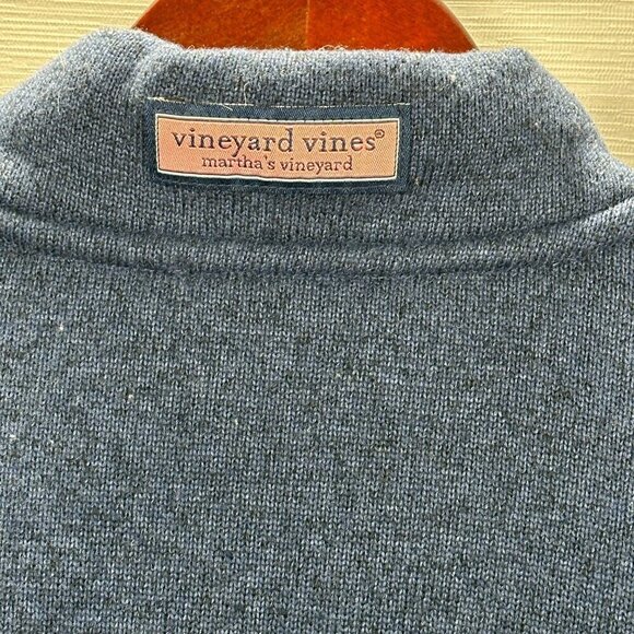 Vineyard Vines Shep Shirt Mens Small Blue 1/4 Zip Pullover Blue  Pink Logo - Picture 10 of 10